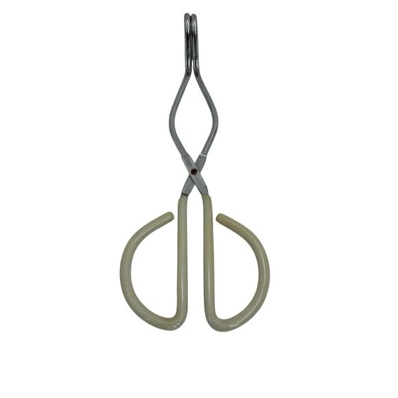 unbranded Other - Vintage Scissor Style Tongs  Ivory Vinyl Rubber Coated Handles Hot Dog Grabber